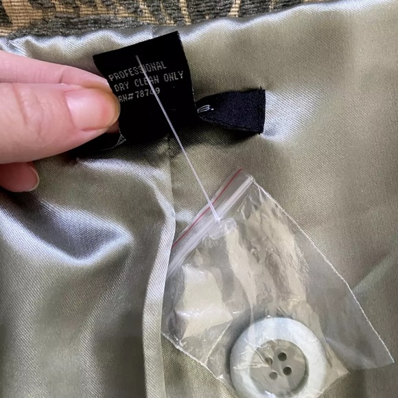 SOLD NWOT Y2K Arden B. Tapestry Pea Coat Women’s L Belted Trench Iced Blue Green - Picture 10 of 10